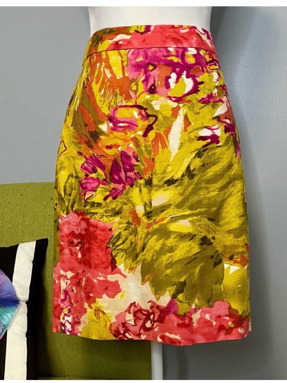 J Crew Abstract Floral Cotton Straight Pencil Skirt 4